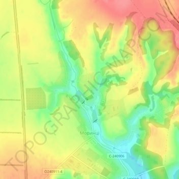 Топографічна карта Моринці, висота, рельєф