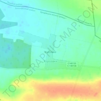 Топографічна карта Королівка, висота, рельєф