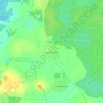 Топографічна карта Крюківщина, висота, рельєф