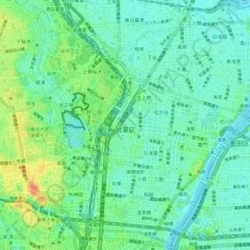 Топографічна карта Район Тайто, висота, рельєф