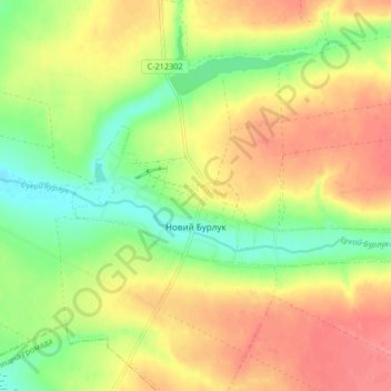 Топографічна карта Новий Бурлук, висота, рельєф