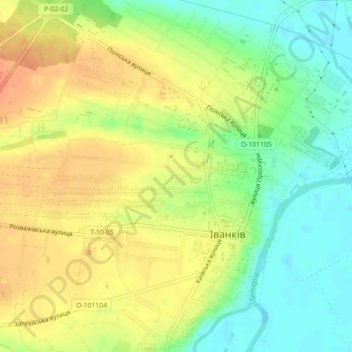 Топографічна карта Іванків, висота, рельєф