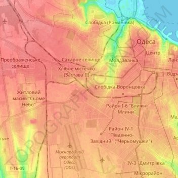 Топографічна карта Хаджибейський район, висота, рельєф