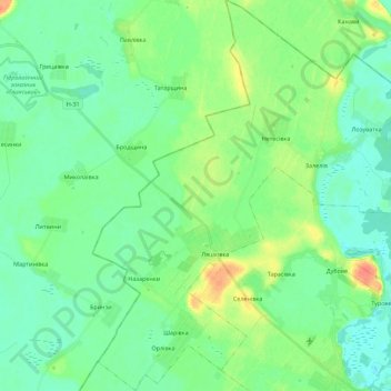 Топографічна карта Ляшківська сільська громада, висота, рельєф