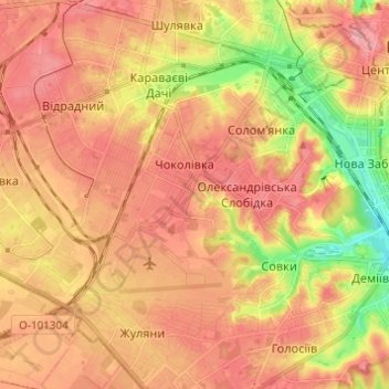 Топографічна карта Солом’янський район, висота, рельєф