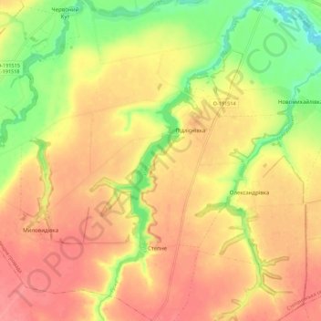 Топографічна карта Гуска, висота, рельєф