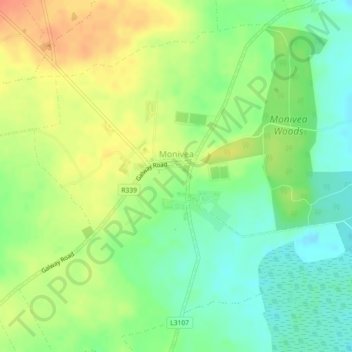 Топографічна карта Monivea, висота, рельєф