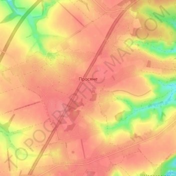 Топографічна карта Просяне, висота, рельєф