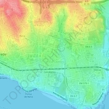 Топографічна карта Carcavelos, висота, рельєф