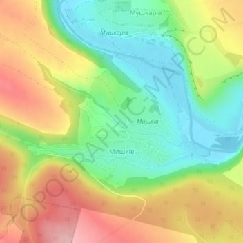 Топографічна карта Мишків, висота, рельєф