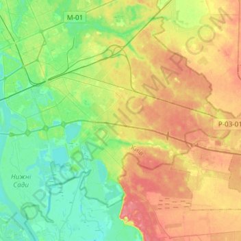 Топографічна карта Дарницький район, висота, рельєф