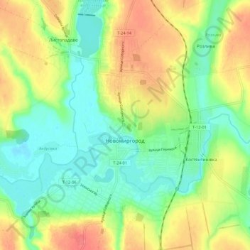 Топографічна карта Новомиргород, висота, рельєф