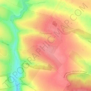 Топографічна карта Покутинці, висота, рельєф