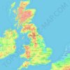 Топографічна карта Вели́ка Брита́нія, висота, рельєф