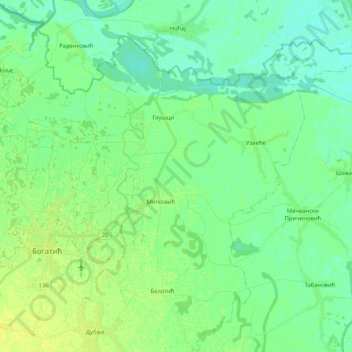 Топографічна карта Битва, висота, рельєф