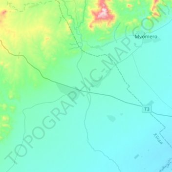 Топографічна карта Mkundi, висота, рельєф