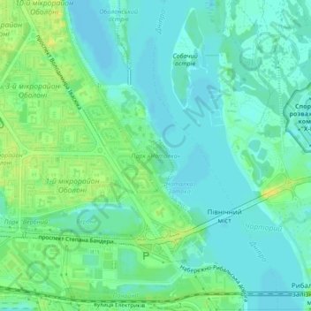 Топографічна карта Парк «Наталка», висота, рельєф