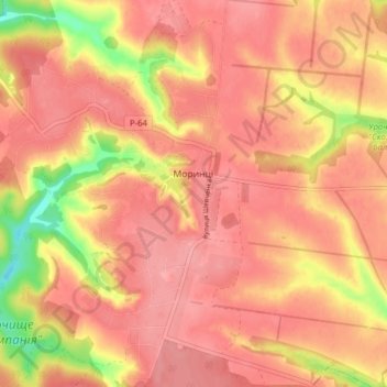 Топографічна карта Моринці, висота, рельєф