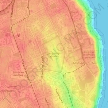 Топографічна карта Дендропарк Перемоги, висота, рельєф