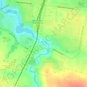 Топографічна карта Гуска, висота, рельєф