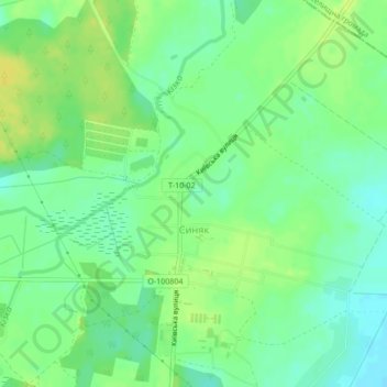 Топографічна карта Синяк, висота, рельєф