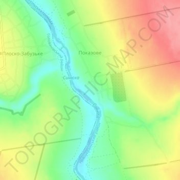 Топографічна карта Показове, висота, рельєф