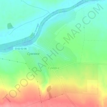 Топографічна карта Сумівка, висота, рельєф