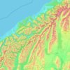 Топографічна карта Southern Alps / Kā Tiritiri o te Moana, висота, рельєф